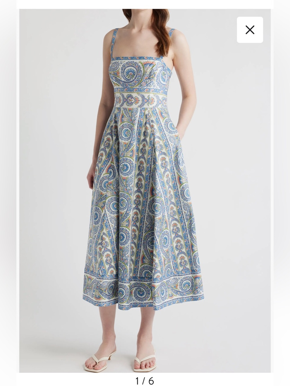 Hill House Corsica Blue Paisley Midi Margot Dress Sleeveless Dress XS